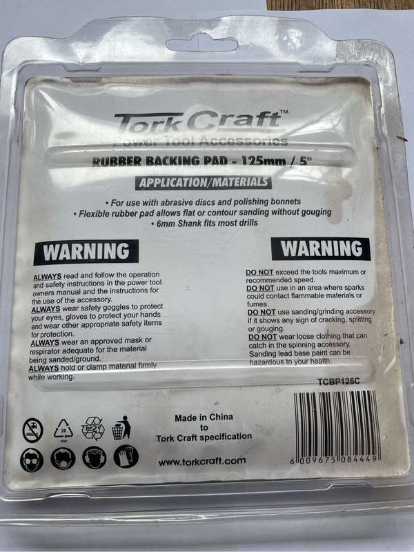 Tork craft rubber backing pad