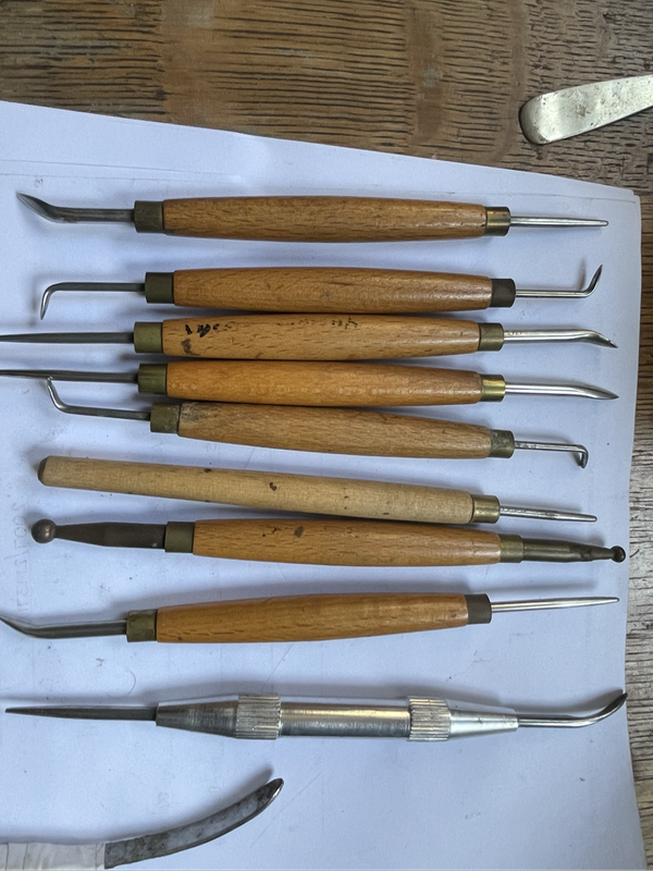 Leather Pewter Clay tools