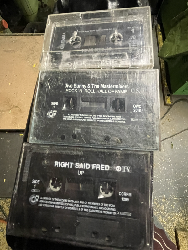 Cassette tapes in storage case