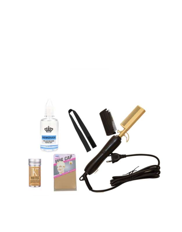 Hair Essentials Combo - (hot combo, wax stick, remover, elastic band and wig cap)