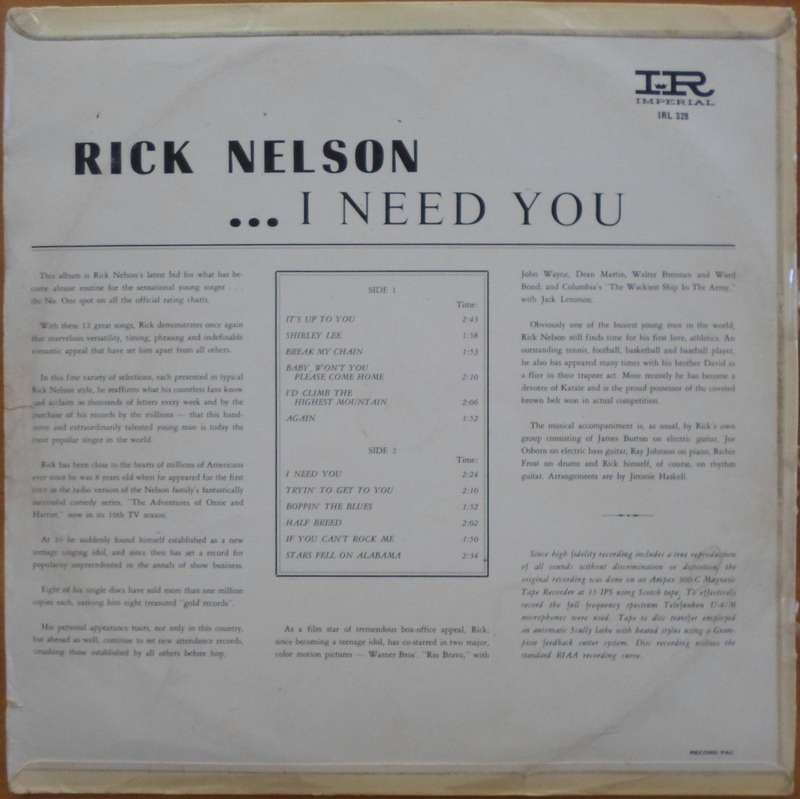 Rick Nelson - I Need You