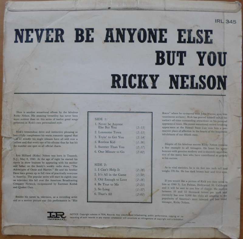 Ricky Nelson - Never Be Anyone Else But You