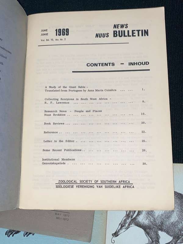 THE ZOOLOGICAL SOCIETY OF SOUTHERN AFRICA X 14 VOLUMES FROM 1960'S TO 1980'S