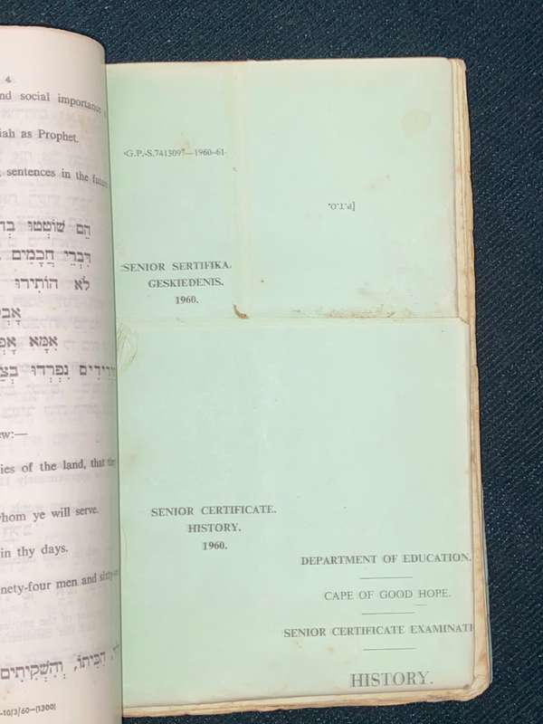 DEPARTMENT OF EDUCATION CAPE OF GOOD HOPE SENIOR CERTIFICATE EXAMINATION PAPER 1960