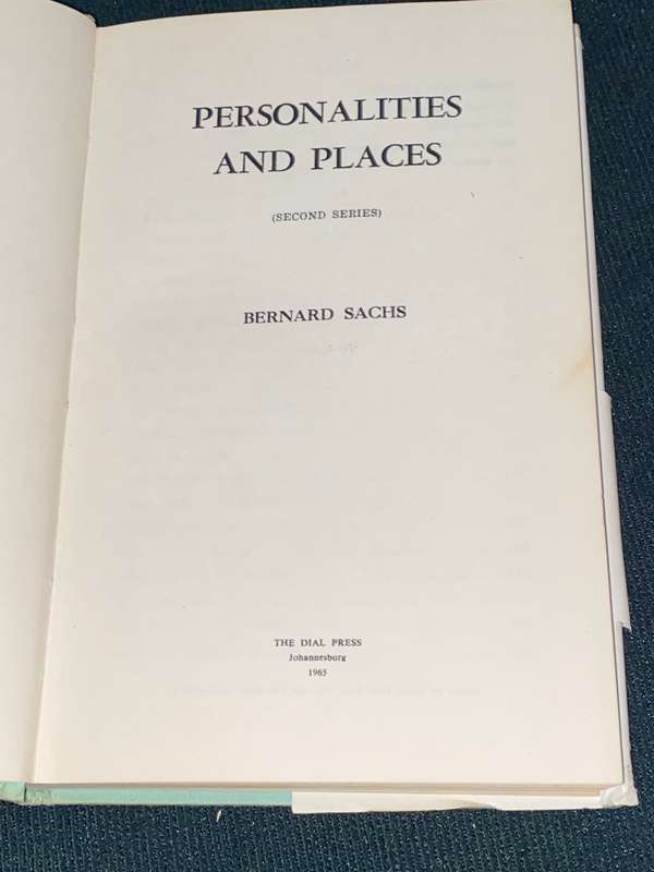 PERSONALITIES AND PLACES BY BERNARD SACHS