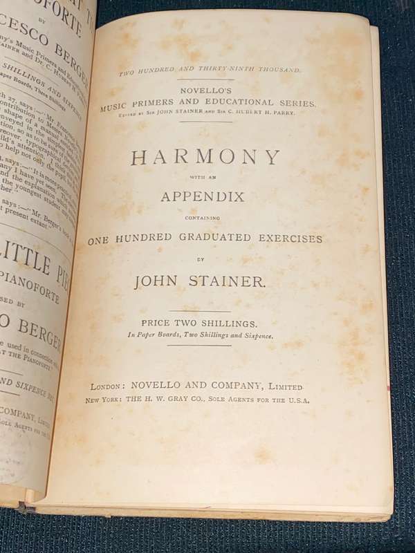 HARMONY WITH APPENDIX CONTAING 100 GRADUATED EXERCISES BY JOHN STAINER