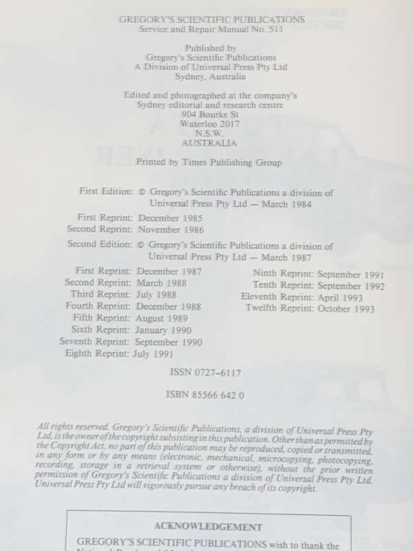 GREGORY'S LAND CRUISER FJ SERIES (PETROL) 1975/1984 SERVICE AND REPAIR MANUAL