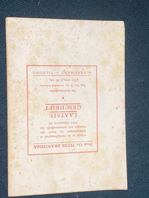 MIJN CEL DAGORDE VAN EEN GEVANGENE DOOR PROF DR TITUS BRANDSMA 1945 DUTCH