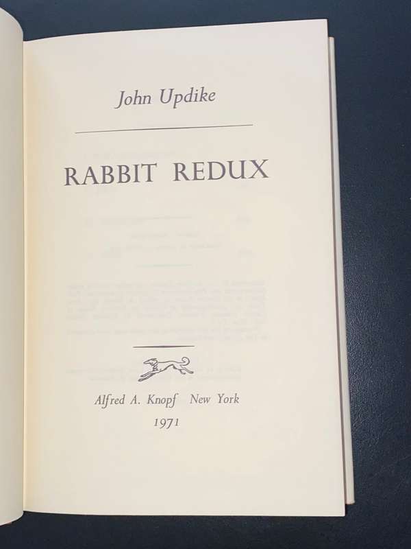 RABBIT REDUX A NOVEL BY JOHN UPDIKE 1ST US EDITION 1971