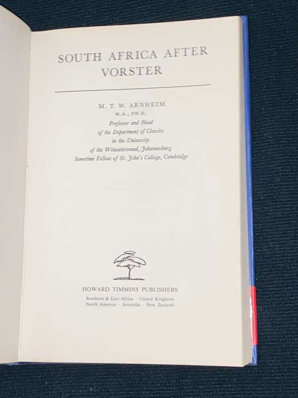 SOUTH AFRICA AFTER VORSTER BY PROF M.T.W. ARNHEIM