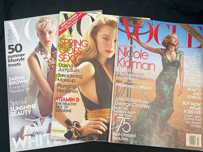 VOGUE MAGAZINES X 3 (UK 2008 & USA X 2  2008/2009)