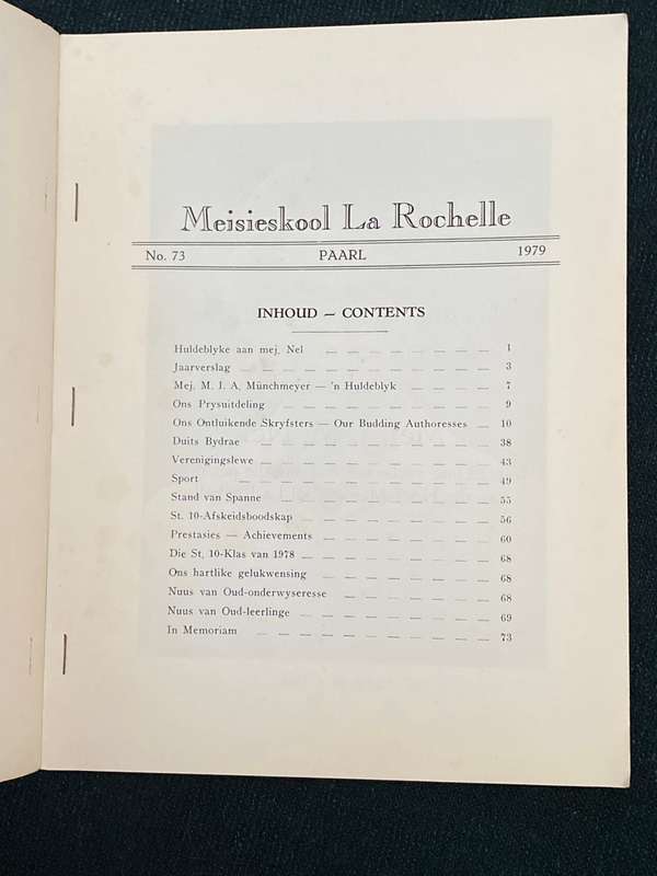 LA ROCHELLE PAARL NR. 73 1979 YEARBOOK