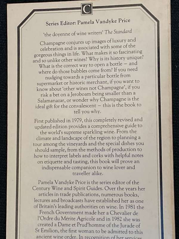 THE CENTURY COMPANION TO THE WINES OF CHAMPAGNE BY PAMELA VANDYKE PRICE