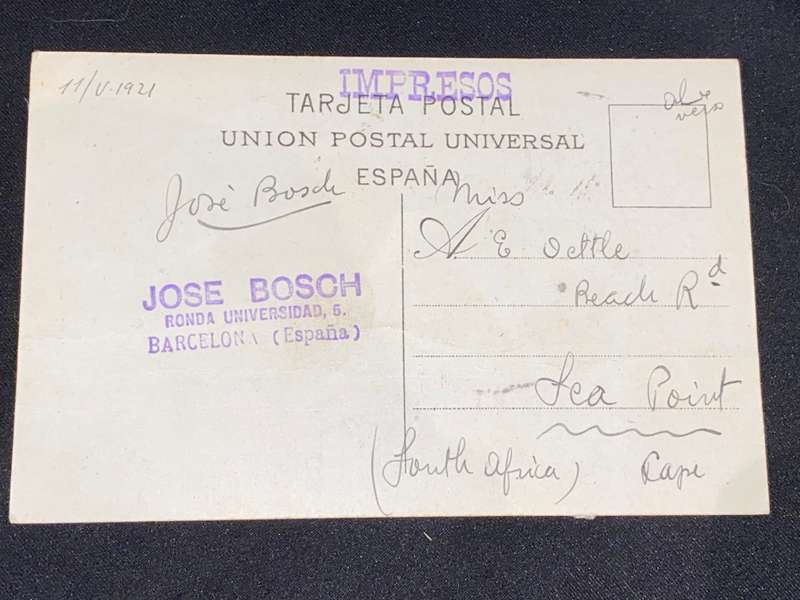 ANTIQUE 1921  BARCELONA PHOTO POST CARD