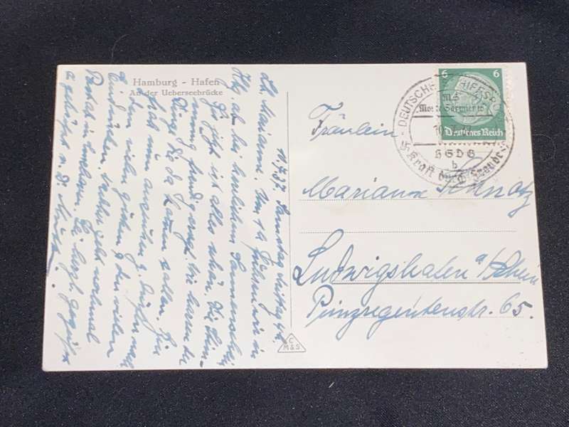 VINTAGE 1937 HAMBURG HAFEN PHOTO POST CARD