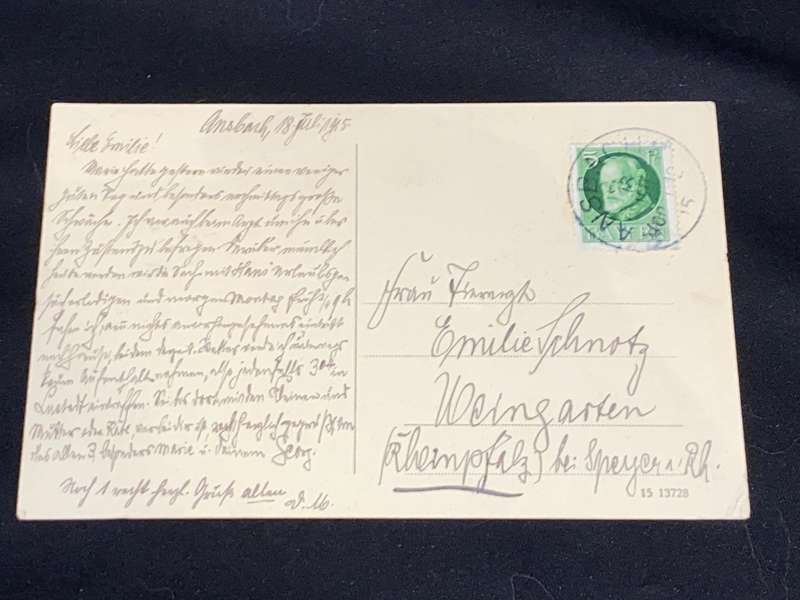 ANTIQUE 1915 ANSBACH SCHLOSSPLATZ MIT LUITPOLDKUNSTBRUNNEN PHOTO POST CARD
