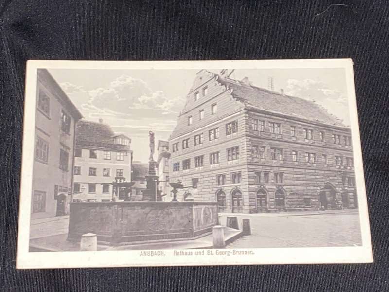 ANTIQUE 1915 ANSBACH RATHAUS UND ST. GEORG-BRUNNEN PHOTO POST CARD