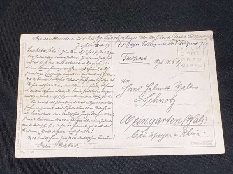 ANTIQUE 1917 GERMAN DER VATER LAND FELTPOST PHOTO POST CARD