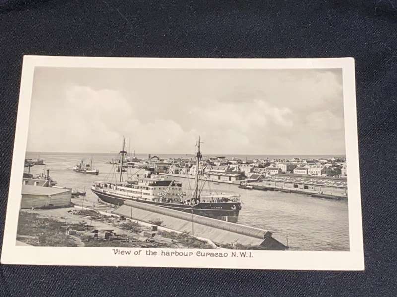 1930'S VIEW OF THE HARBOUR CURACAO N.W.I. PHOTO POST CARD UNUSED
