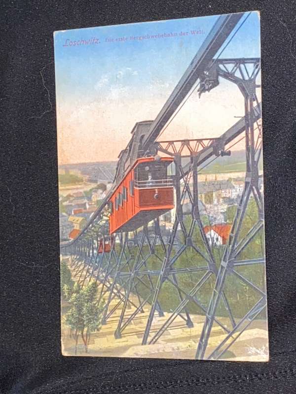ANTIQUE LOSCHWITZ DIE ERSTE BERGSCHWEBEBAHN DER WELT COLOURED PHOTO POSTCARD