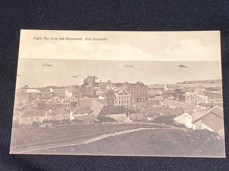 ANTIQUE ALGOA BAY FROM THE MONUMENT PORT ELIZABETH PHOTO POST CARD UNUSED