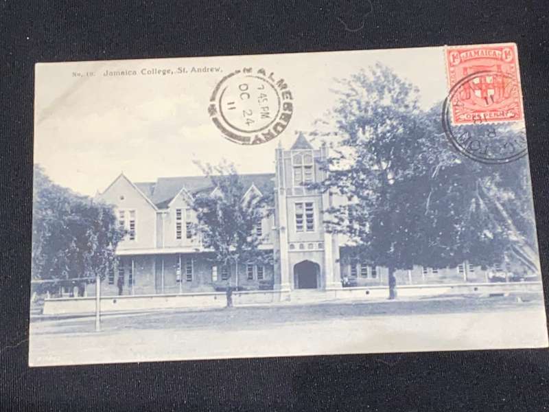ANTIQUE JAMAICA COLLEGE ST. ANDREW PHOTO POST CARD TO CAPE COLONY 1911