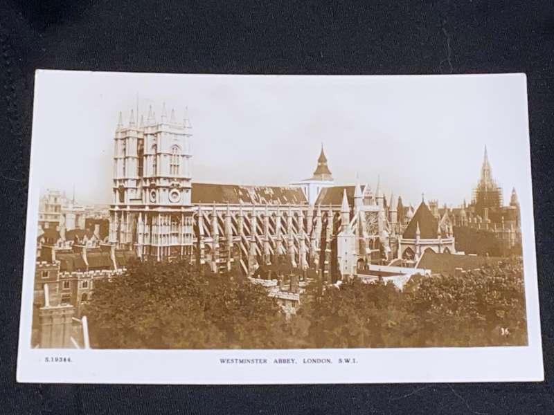 VINTAGE PHOTO POSTCARD OF WESTMINSTER ABBEY LONDON 1937 TO GERMANY