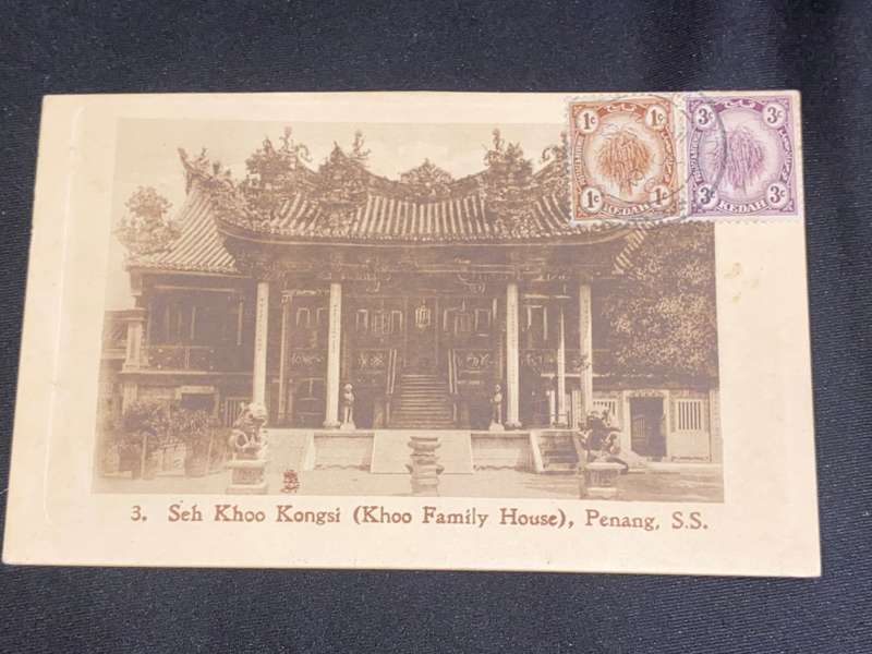 ANTIQUE 1920 SEH KHOO KONGSI , PENANG S.S.  POST CARD TO CAPE TOWN