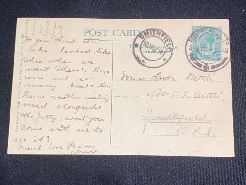 ANTIQUE 1914 NORTH END LAKE PORT ELIZABETH TO SMITHFIELD OFS