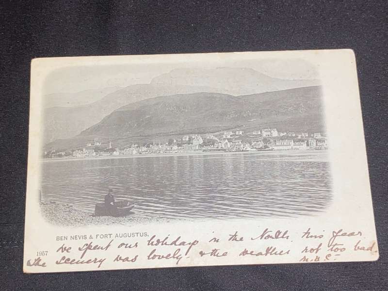 ANTIQUE 1903 PHOTO POST CARD OF BEN NEVIS & FORT AUGUSTUS SCOTLAND
