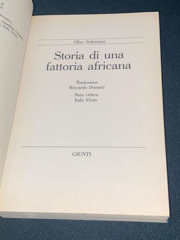 STORIA DI UNA FATTORIA AFRICANA - OLIVE SCHREINER