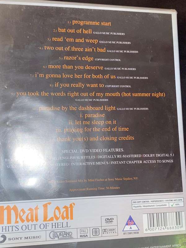 MEAT LOAF HITS OUT OF HELL DVD VIDEO 2012