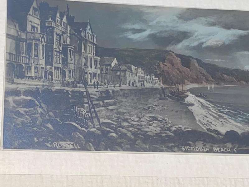 ORIGINAL ANTIQUE PRINTS OF SIDMOUTH BEACH BY C RUSSELL