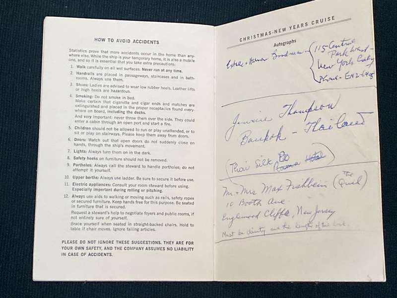 VINTAGE HOLLAND-AMERICA LINE LIST OF CRUISE MEMBERS