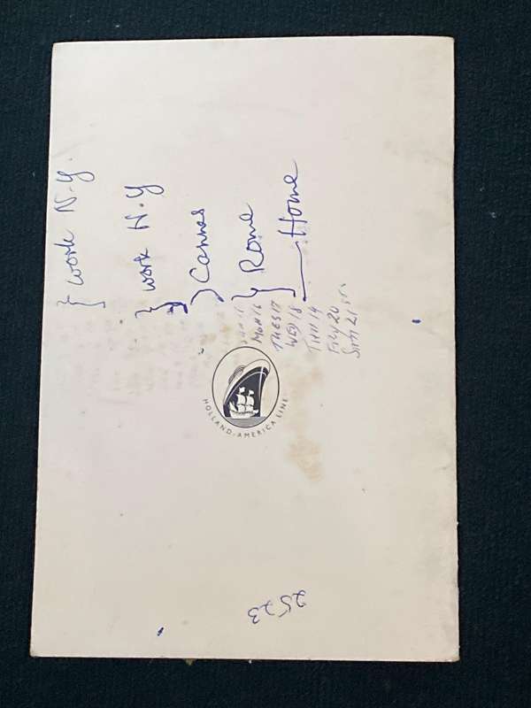 VINTAGE HOLLAND-AMERICA LINE LIST OF CRUISE MEMBERS