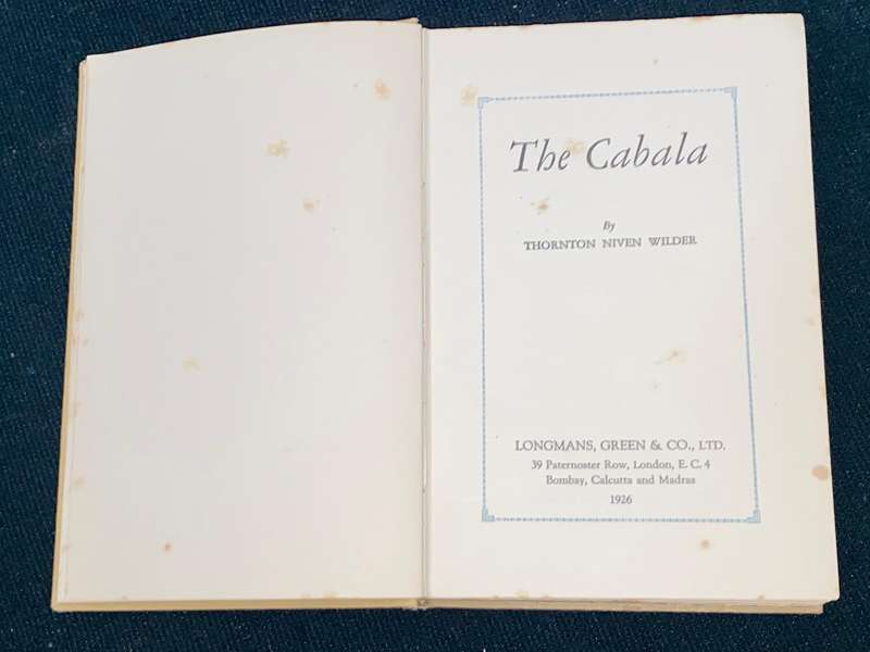 THE CABALA BY THORNTON NIVEN WILDER 1926