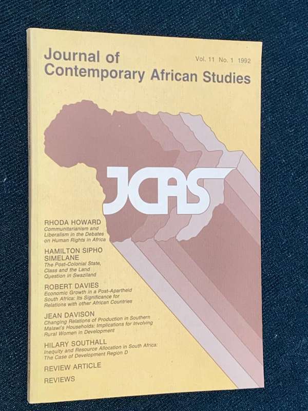JOURNAL OF CONTEMPORARY AFRICAN STUDIES VOLUME 11 NO.1 1992