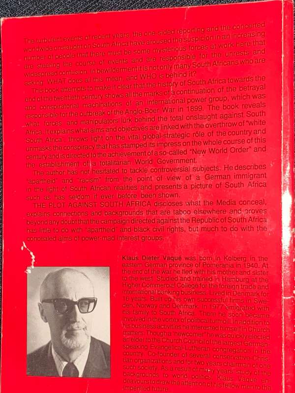 THE PLOT AGAINST SOUTH AFRICA BY KLAUS D. VAQUE