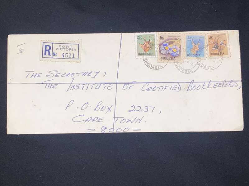 1975 RHODESIA TO CAPE TOWN USED COVER