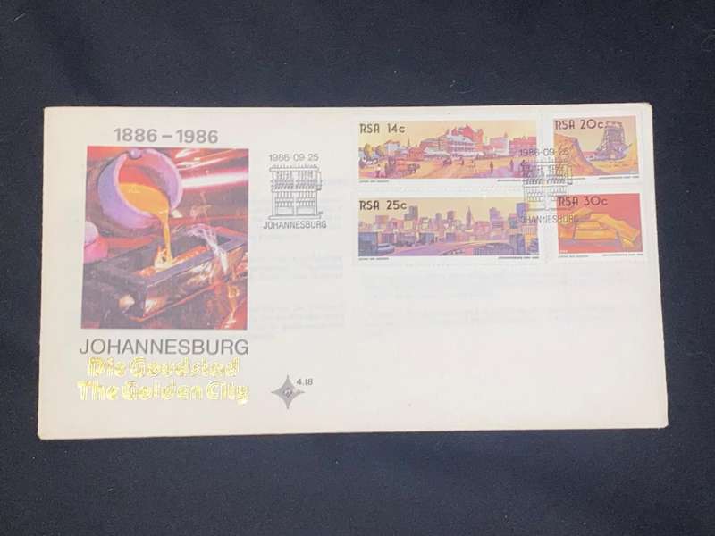 1886-1986 JOHANNESBURG THE GOLDEN CITY FDC