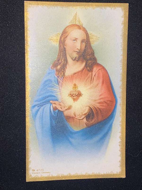 OLD CATHOLIC RELIGIOUS CARD CHRIST SACRED HEART