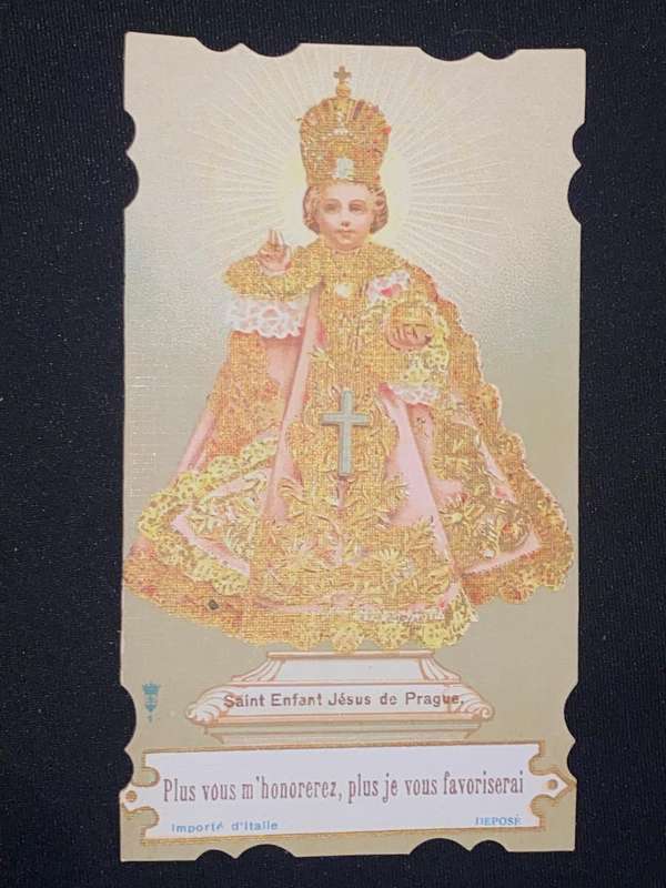OLD CATHOLIC RELIGIOUS CARD SAINT ENFANT JESUS DE PRAGUE