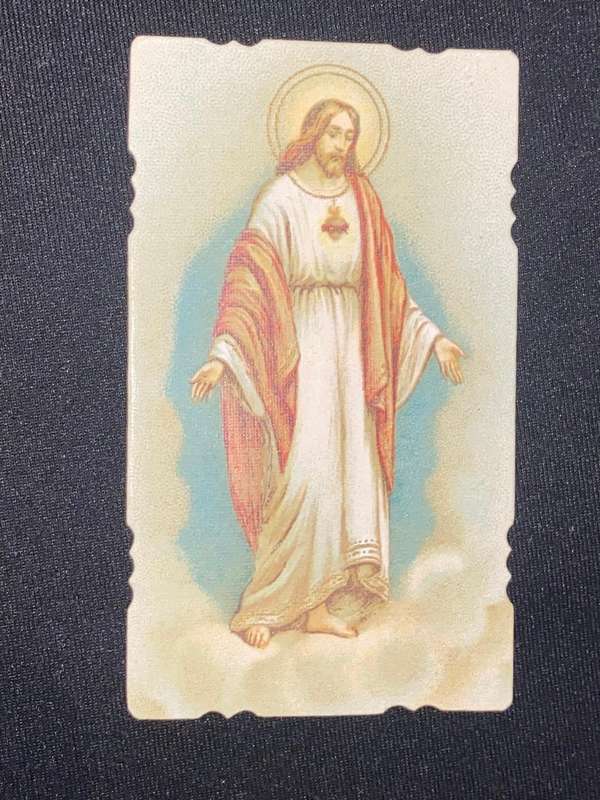 OLD CATHOLIC RELIGIOUS CARD CHRIST IN CLOUDS