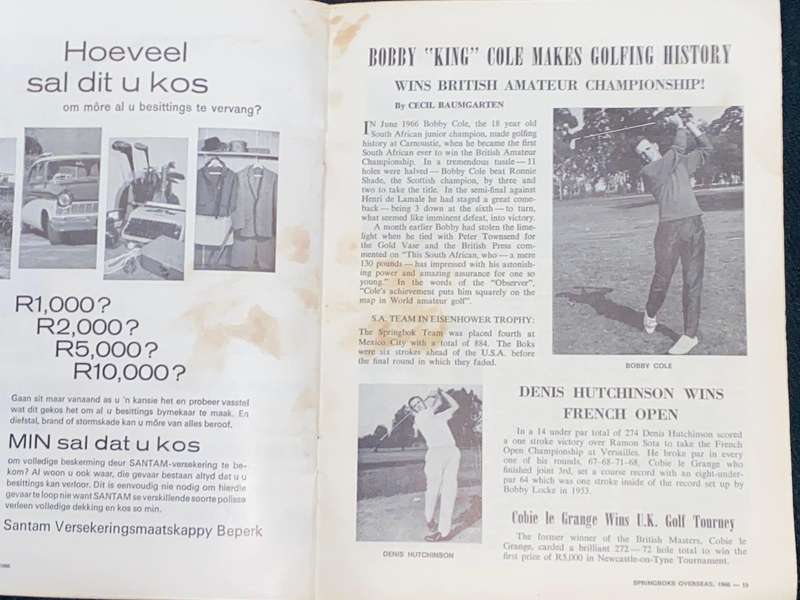 SPRINGBOKS OVERSEAS 1966
