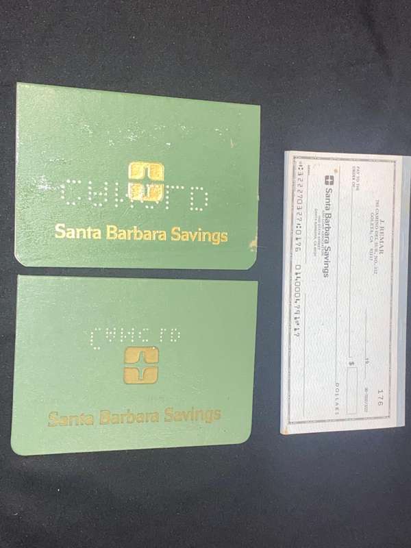 VINTAGE SANTA BARBARA BANK BOOKS AND CHEQUE BOOK