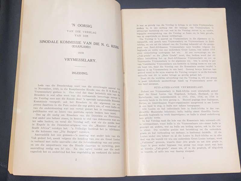 'N OORSIG VAN DIE VERSLAG VAN DIE SINODALE KOMMISIE VAN DIE N.G. KERK OOR VRYMESSLARY 1942