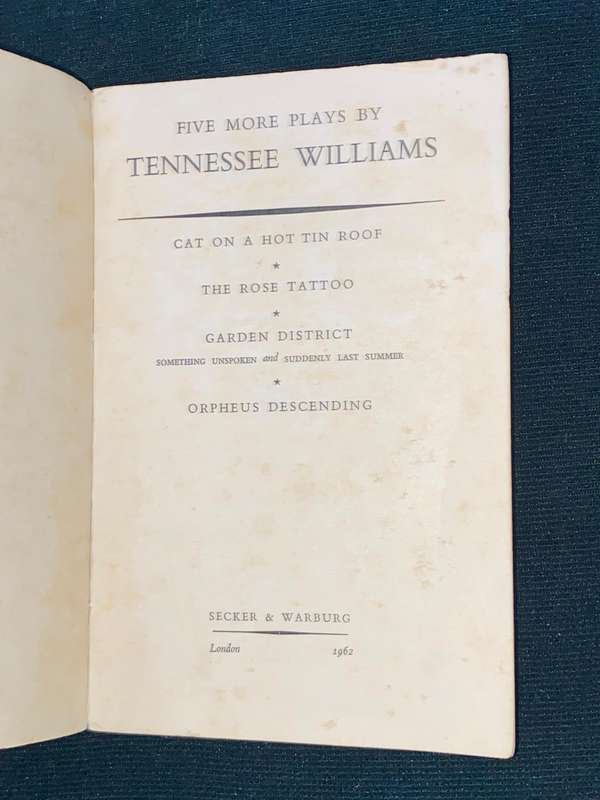 FIVE MORE PLAYS BY TENNESSEE WILLIAMS PROOF COPY