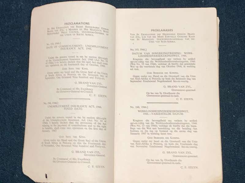 PROCLAMATIONS / PROKLAMASIES UNION OF SOUTH AFRICA