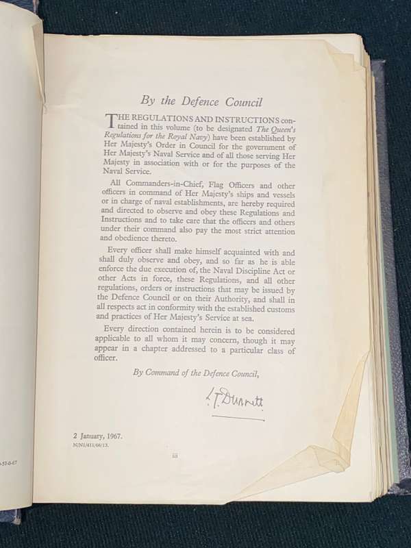 THE QUEEN'S REGULATIONS FOR THE ROYAL NAVY 1967 REVISED EDITION B.R. 31