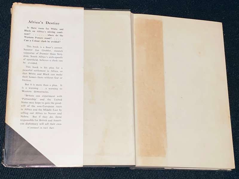 AFRICA'S DESTINY BY SENATOR J.H. GROBLER SIGNED